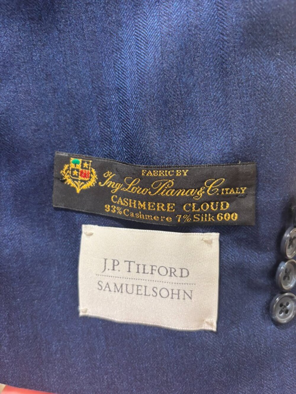 NWT J.P. Tilford Samuelsohn Navy Cashmere Silk Blazer 44R Loro Piana Fabric